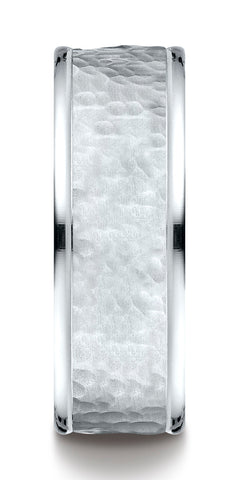 Benchmark-14K-White-Gold-Comfort-Fit-8-mm-High-Polish-Edge-Hammered-Center-Design-Wedding-Band--Size-6.5--CF15830314KW06.5