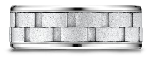 Benchmark-14k-White-Gold-8mm-Comfort-Fit-Drop-Bevel-Sandblasted-Satin-Finish-Chain-Link-Design-Band-Sz-6.25--CF18849314KW06.25