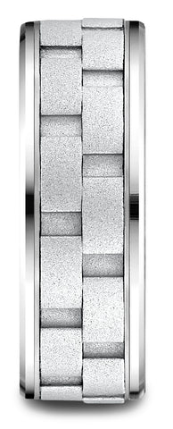 Benchmark-14k-White-Gold-8mm-Comfort-Fit-Drop-Bevel-Sandblasted-Satin-Finish-Chain-Link-Des.-Band-Sz-6.5--CF18849314KW06.5