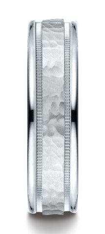 Benchmark-10k-White-Gold-6mm-Comfort-Fit-Hammered-Center-High-Polish-Round-Edge-Carved-Design-Band--6.5--CF15630910KW06.5