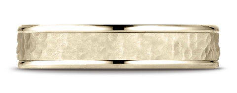 Benchmark-14k-Yellow-Gold-Comfort-Fit-4mm-High-Polish-Edge-Hammered-Center-Design-Band--Size-6.25--CF15430314KY06.25