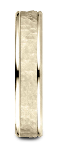 Benchmark-14k-Yellow-Gold-Comfort-Fit-4mm-High-Polish-Edge-Hammered-Center-Design-Band--Size-6.5--CF15430314KY06.5