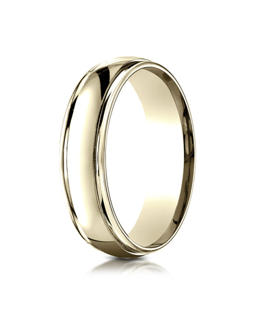 Benchmark 14K Yellow Gold 6mm Comfort-Fit High Polished Carved Design Wedding Band Ring