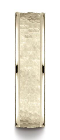 Benchmark-18K-Yellow-Gold-Comfort-Fit-6mm-High-Polish-Edge-Hammered-Center-Design-Wedding-Band--Size-6.5--CF15630318KY06.5