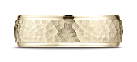 Benchmark-14k-Yellow-Gold-Comfort-Fit-7mm-High-Polish-Edge-Hammered-Center-Design-Band--Size-6.25--CF15730314KY06.25