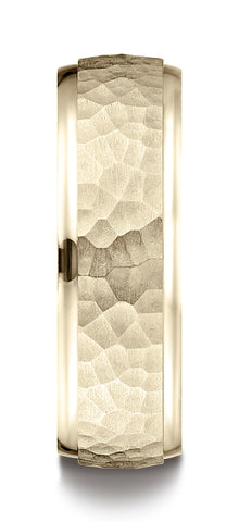 Benchmark-14k-Yellow-Gold-Comfort-Fit-7mm-High-Polish-Edge-Hammered-Center-Design-Band--Size-6.5--CF15730314KY06.5