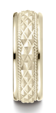 Benchmark-14K-Yellow-Gold-8mm-Comfort-Fit-Round-Edge-Cross-Hatch-Patterned-Wedding-Band-Ring--Size-6.5--CF15804014KY06.5