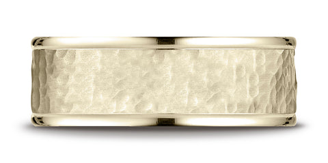 Benchmark-18K-Yellow-Gold-Comfort-Fit-8-mm-High-Polish-Edge-Hammered-Center-Design-Wedding-Band--Size-6.25--CF15830318KY06.25