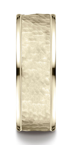 Benchmark-10k-Yellow-Gold-Comfort-Fit-8mm-High-Polish-Edge-Hammered-Center-Design-Band--Size-6.5--CF15830310KY06.5