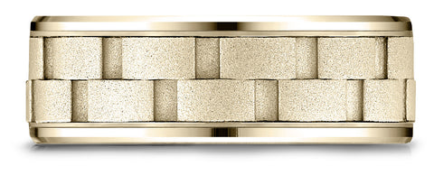 Benchmark-14k-Yellow-Gold-8mm-Comfort-Fit-Drop-Bevel-Sandblasted-Satin-Finish-Chain-Link-Design-Band--6.25--CF18849314KY06.25