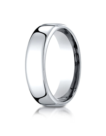Benchmark 10K White Gold 6.5mm European Comfort-Fit Wedding Band Ring (Sizes 4 - 14 )