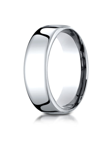 Benchmark 14K White Gold 7.5mm European Comfort-Fit Wedding Band Ring (Sizes 4 - 14 )