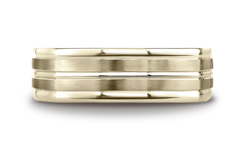 Benchmark-14K-Yellow-Gold-7mm-Comfort-Fit-Satin-Finished-Center-Cut-Four-Sided-Carved-Design-Band--Sz-4.25--EURECF5718014KY04.25