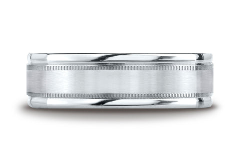 Benchmark-14K-White-Gold-7mm-Comfort-Fit-Satin-Finished-w/-Milgrain-Four-Sided-Carved-Design-Band--Sz-4.25--EURECF7701S14KW04.25