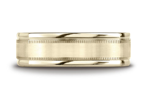 Benchmark-14K-Yellow-Gold-7mm-Comfort-Fit-Satin-Finished-w/-Milgrain-Four-Sided-Carved-Design-Band--Sz-4.25--EURECF7701S14KY04.25