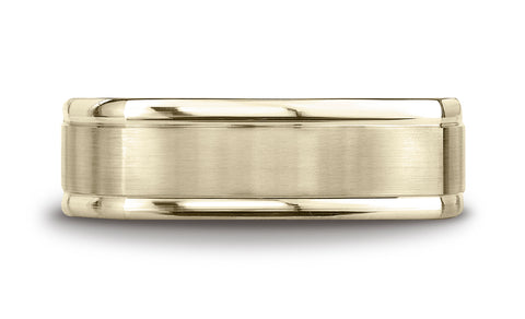 Benchmark-14K-Yellow-Gold-7mm-Comfort-Fit-Satin-Finished-Four-Sided-Carved-Design-Wedding-Band--Size-4.25--EURECF7702S14KY04.25