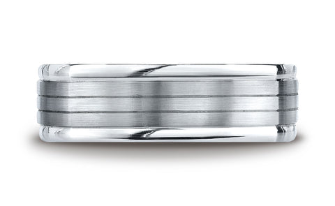 Benchmark-14K-White-Gold-7mm-Comfort-Fit-Parallel-Center-Cuts-Four-Sided-Carved-Design-Band--Size-4.25--EURECF7733414KW04.25