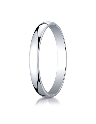 Benchmark 14K White Gold 3mm Low Dome Light Wedding Band Ring (Sizes 4 - 15 )