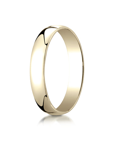 Benchmark 14K Yellow Gold 4mm Low Dome Light Wedding Band Ring (Sizes 4 - 15 )