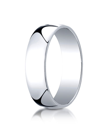 Benchmark 14K White Gold 6mm Low Dome Light Wedding Band Ring (Sizes 4 - 15 )