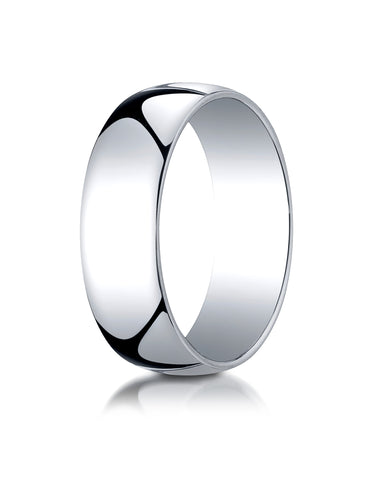 Benchmark 14K White Gold 7mm Low Dome Light Wedding Band Ring (Sizes 4 - 15 )