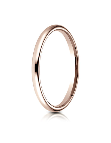 Benchmark 14K Rose Gold 2mm Slightly Domed Standard Comfort-Fit Wedding Band Ring (Sizes 4 - 15 )