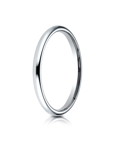 Benchmark 14K White Gold 2mm Slightly Domed Standard Comfort-Fit Wedding Band Ring (Sizes 4 - 15 )