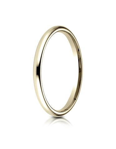 Benchmark 14K Yellow Gold 2mm Slightly Domed Standard Comfort-Fit Wedding Band Ring (Sizes 4 - 15 )