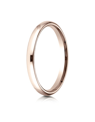 Benchmark 14K Rose Gold 2.5mm Slightly Domed Standard Comfort-Fit Wedding Band Ring (Sizes 4 - 15 )