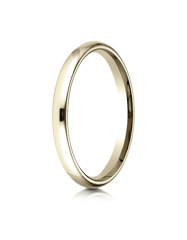 Benchmark 14K Yellow Gold 2.5mm Slightly Domed Standard Comfort-Fit Wedding Band Ring (Sizes 4 - 15 )