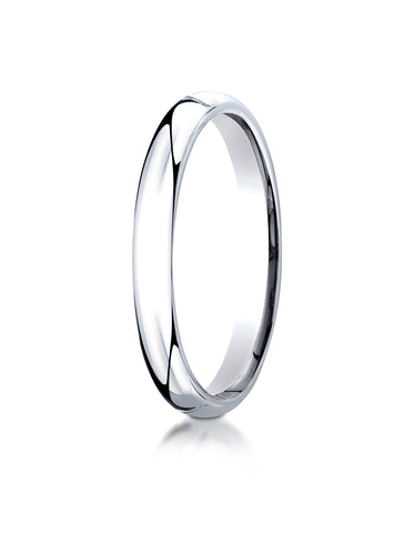 Benchmark 10K White Gold 3mm Slightly Domed Standard Comfort-Fit Wedding Band Ring (Sizes 4 - 15 )