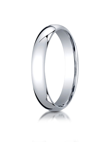 Benchmark 10K White Gold 4mm Slightly Domed Standard Comfort-Fit Wedding Band Ring (Sizes 4 - 15 )
