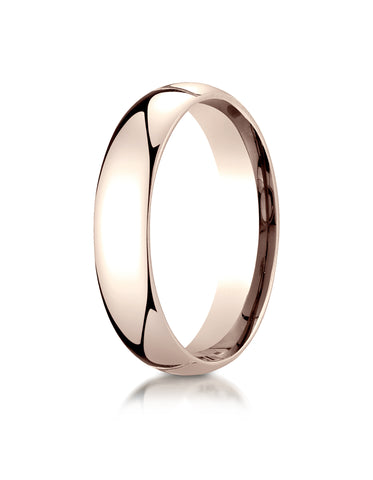 Benchmark 14K Rose Gold 5mm Slightly Domed Standard Comfort-Fit Wedding Band Ring (Sizes 4 - 15 )