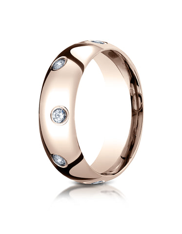 Benchmark 14K Rose Gold 6mm Comfort-Fit Burnish Set 8-Stone Diamond Eternity Wedding Ring (0.32 ct.)