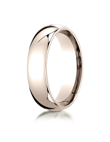 Benchmark 14K Rose Gold 6mm Slightly Domed Standard Comfort-Fit Wedding Band Ring (Sizes 4 - 15 )