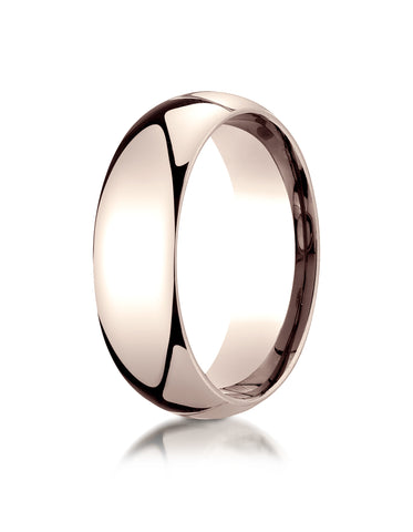 Benchmark 14K Rose Gold 7mm Slightly Domed Standard Comfort-Fit Wedding Band Ring (Sizes 4 - 15 )
