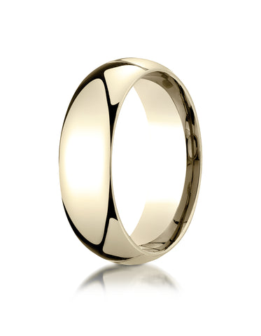 Benchmark 18K Yellow Gold 7mm Slightly Domed Standard Comfort-Fit Wedding Band Ring (Sizes 4 - 15 )