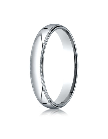 Benchmark Palladium 4mm Slightly Domed Standard Comfort-Fit Wedding Band Ring with Milgrain