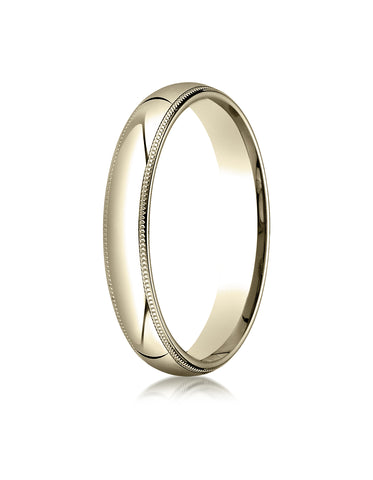 Benchmark 14K Yellow Gold 4mm Slightly Domed Standard Comfort-Fit Wedding Band Ring with Milgrain