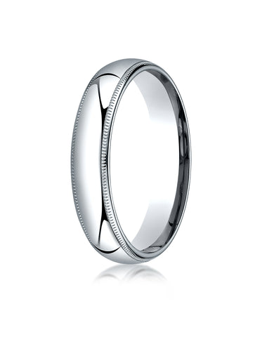 Benchmark Platinum 5mm Slightly Domed Standard Comfort-Fit Wedding Band Ring with Milgrain