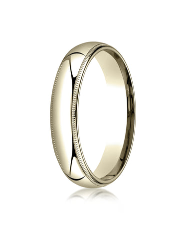 Benchmark 10K Yellow Gold 5mm Slightly Domed Standard Comfort-Fit Wedding Band Ring with Milgrain