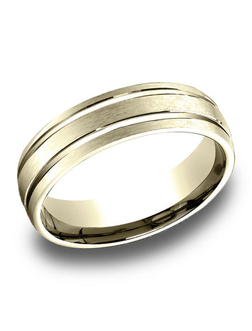 Benchmark-14K-Yellow-Gold-6.5mm-Comfort-Fit-Satin-Finished-with-Center-Grooves-Carved-Dsgn-Band--Size-4.25--LCF56544414KY04.25