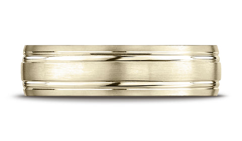 Benchmark-14K-Yellow-Gold-6.5mm-Comfort-Fit-Satin-Finished-with-Grooves-Carved-Design-Band--Size-4.5--LCF56544414KY04.5