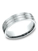 Benchmark-14k-White-Gold-6.5mm-Comfort-Fit-Satin-Finished-with-Center-Cuts-Carved-Design-Band--Size-4.25--LCF66533414KW04.25