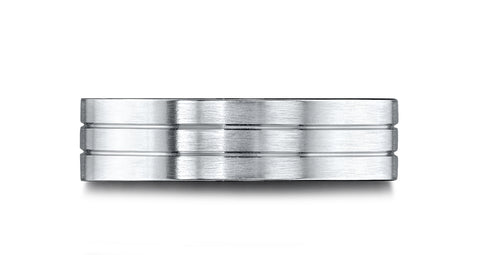 Benchmark-14k-White-Gold-6.5mm-Comfort-Fit-Satin-Finished-with-Center-Cuts-Carved-Design-Band--Size-4.5--LCF66533414KW04.5