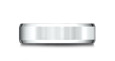 Benchmark-14k-White-Gold-6.5mm-Comfort-Fit-Satin-Finished-w/-Beveled-Edge-Carved-Design-Band--Size-4.5--LCF66541614KW04.5