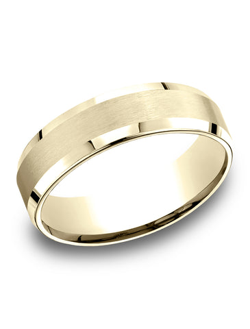 Benchmark-14k-Yellow-Gold-6.5mm-Comfort-Fit-Satin-Finished-w/-Beveled-Edge-Carved-Design-Band--Size-4.25--LCF66541614KY04.25