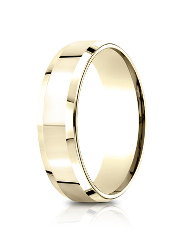 Benchmark 14k Yellow Gold 6.5mm Comfort-Fit High Polished Carved Design Band, (Size 4-14)