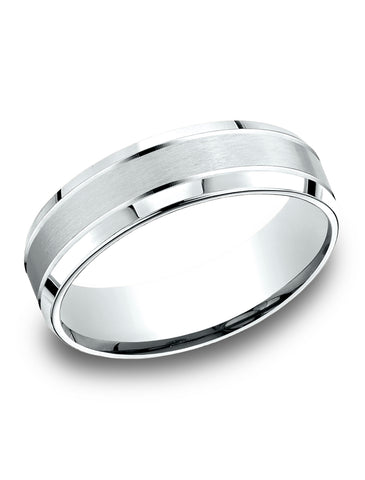 Benchmark-14k-White-Gold-6.5mm-Comfort-Fit-Satin-Finished-Polished-Beveled-Edge-Carved-Dsgn-Band--Sz-4--LCF66543614KW04.25