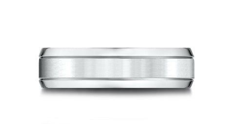 Benchmark-14k-White-Gold-6.5mm-Comfort-Fit-Satin-Finished-w/-Beveled-Edge-Carved-Design-Band--Size-4.5--LCF66543614KW04.5